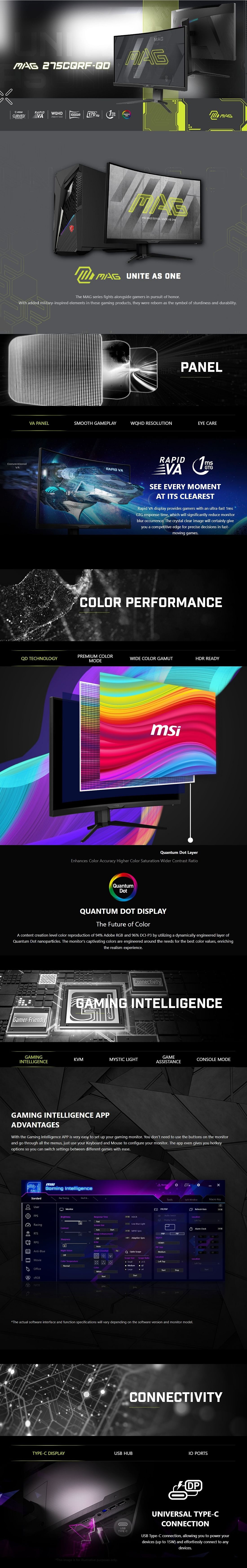 Msi Mag Cqrf Qd Wqhd Va Ms Hz Hdr Adaptive Sync Curved Monitor