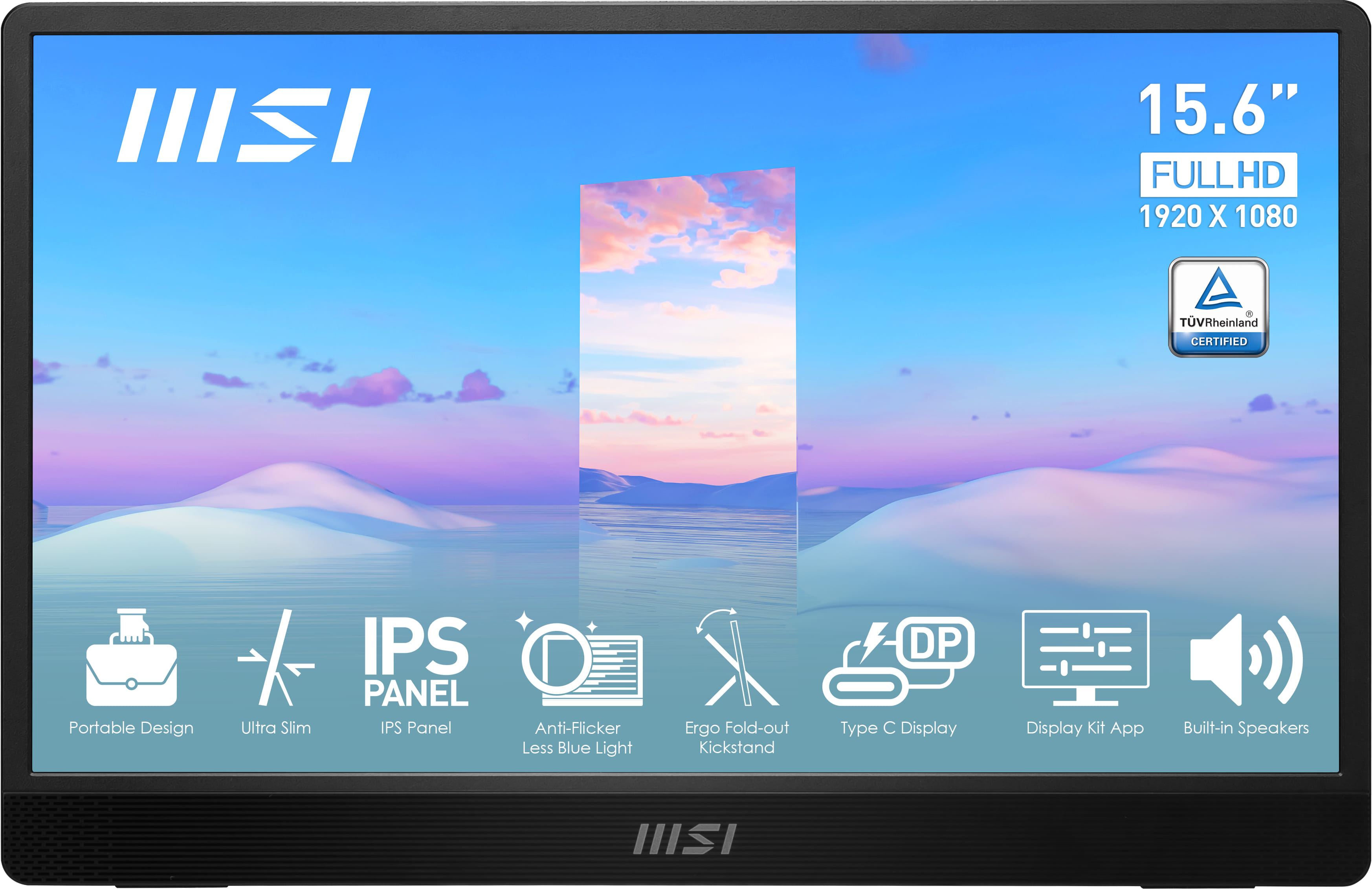 MSI PRO MP161 15.6" FHD IPS 75Hz USB-C Ultra-Slim Monitor - Black