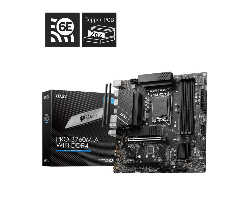 MSI PRO B760M-A WIFI DDR4 Micro ATX Motherboard