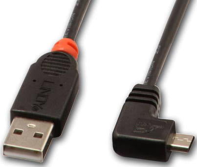 Lindy 1m USB 2.0 A/Micro B 90 Deg M/M Cable A Micro-USB B Black