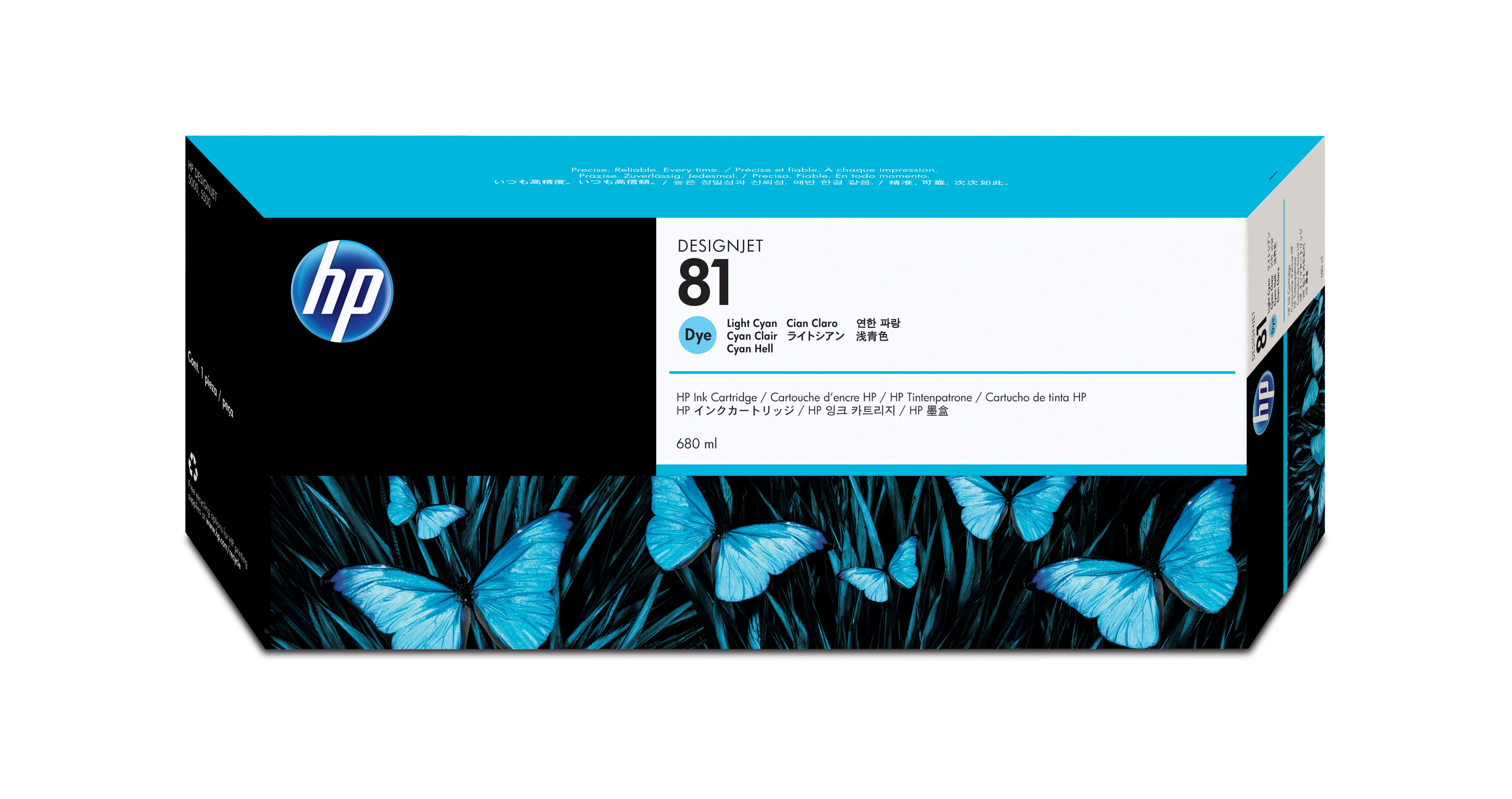 HP 81 680-ml Light Cyan DesignJet Dye Ink Cartridge Original