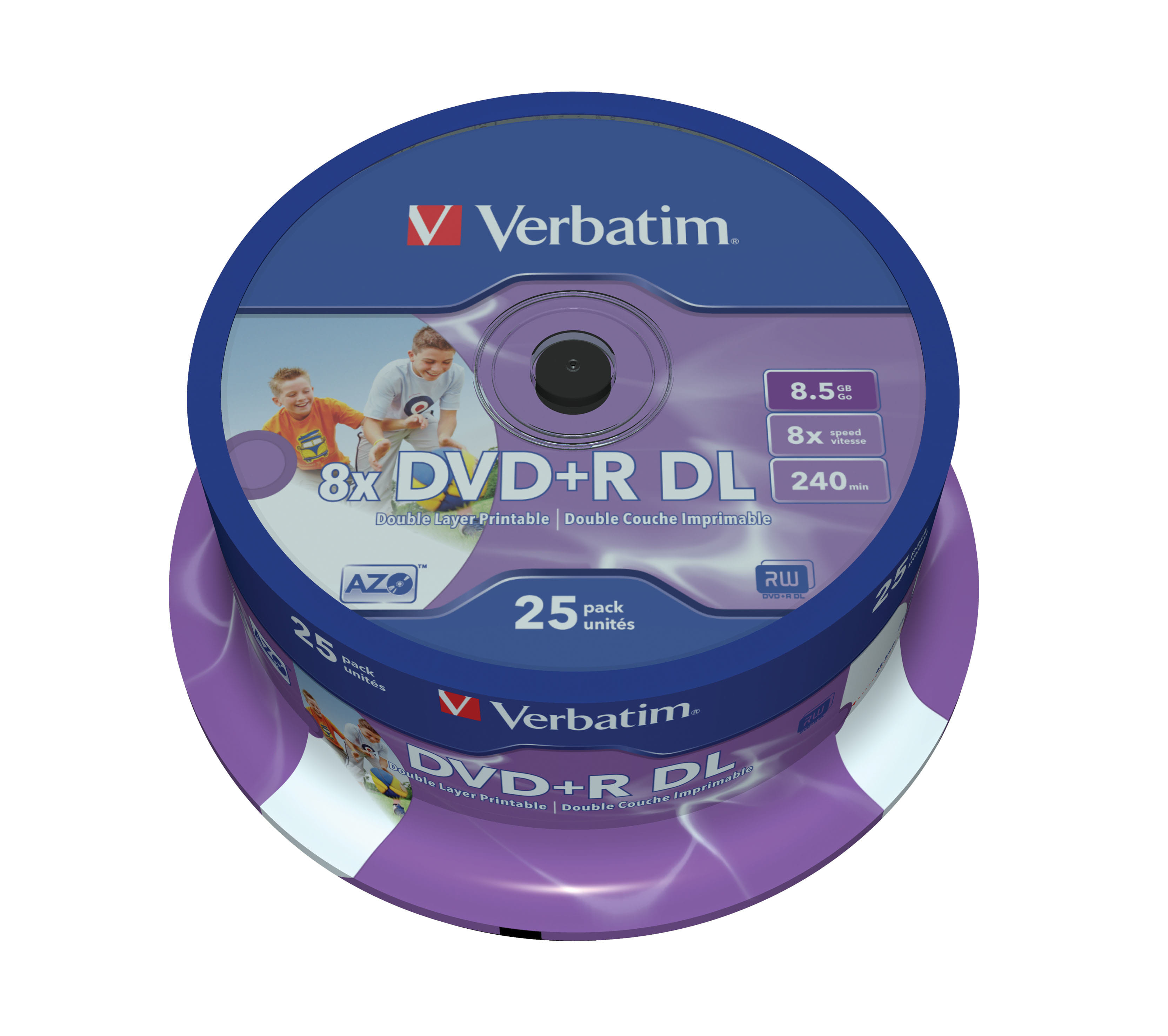 Verbatim DVD+R DL 8.5GB 25Pk Inkjet 8x White