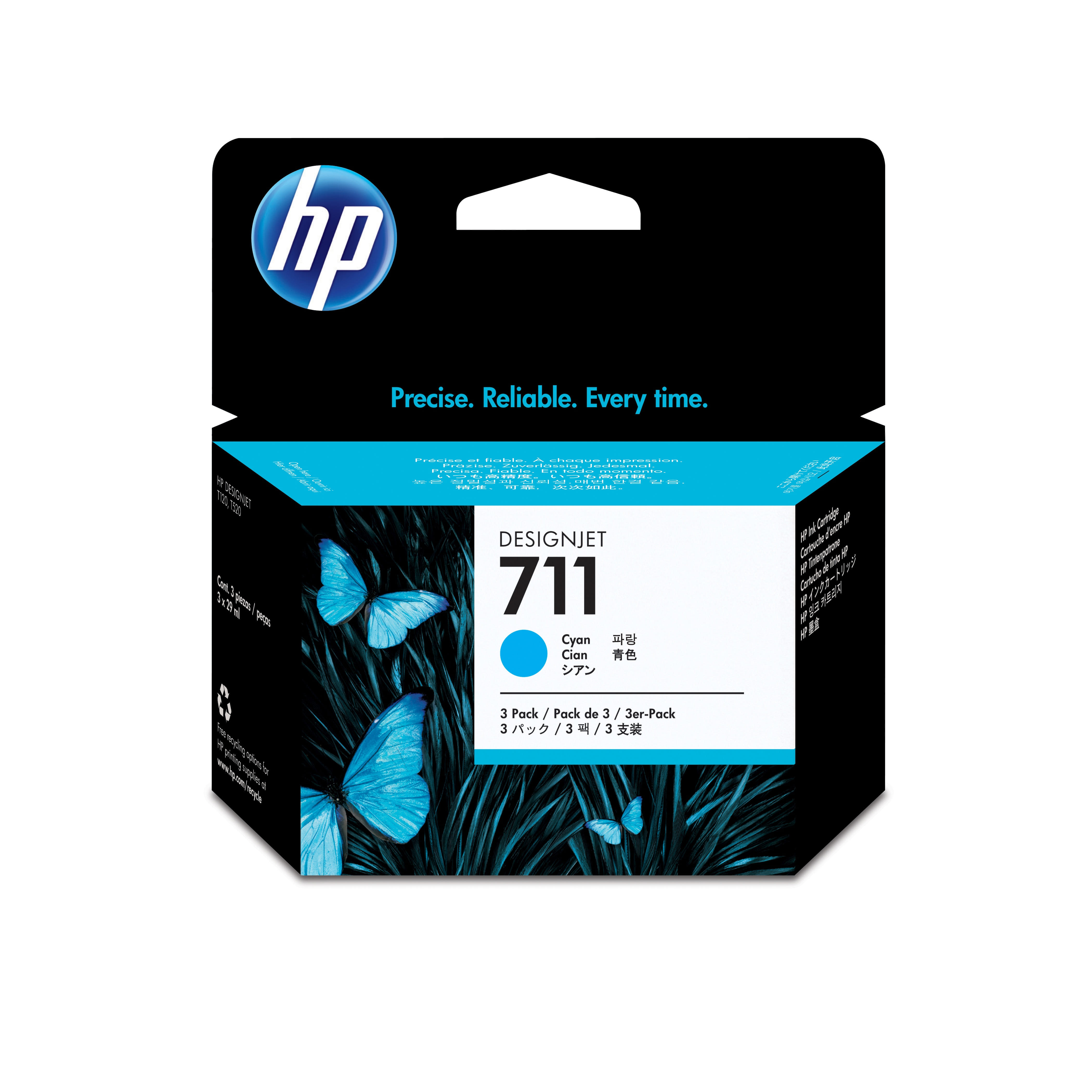 HP 711 29mlx3Pack Cyan Ink Cartridge