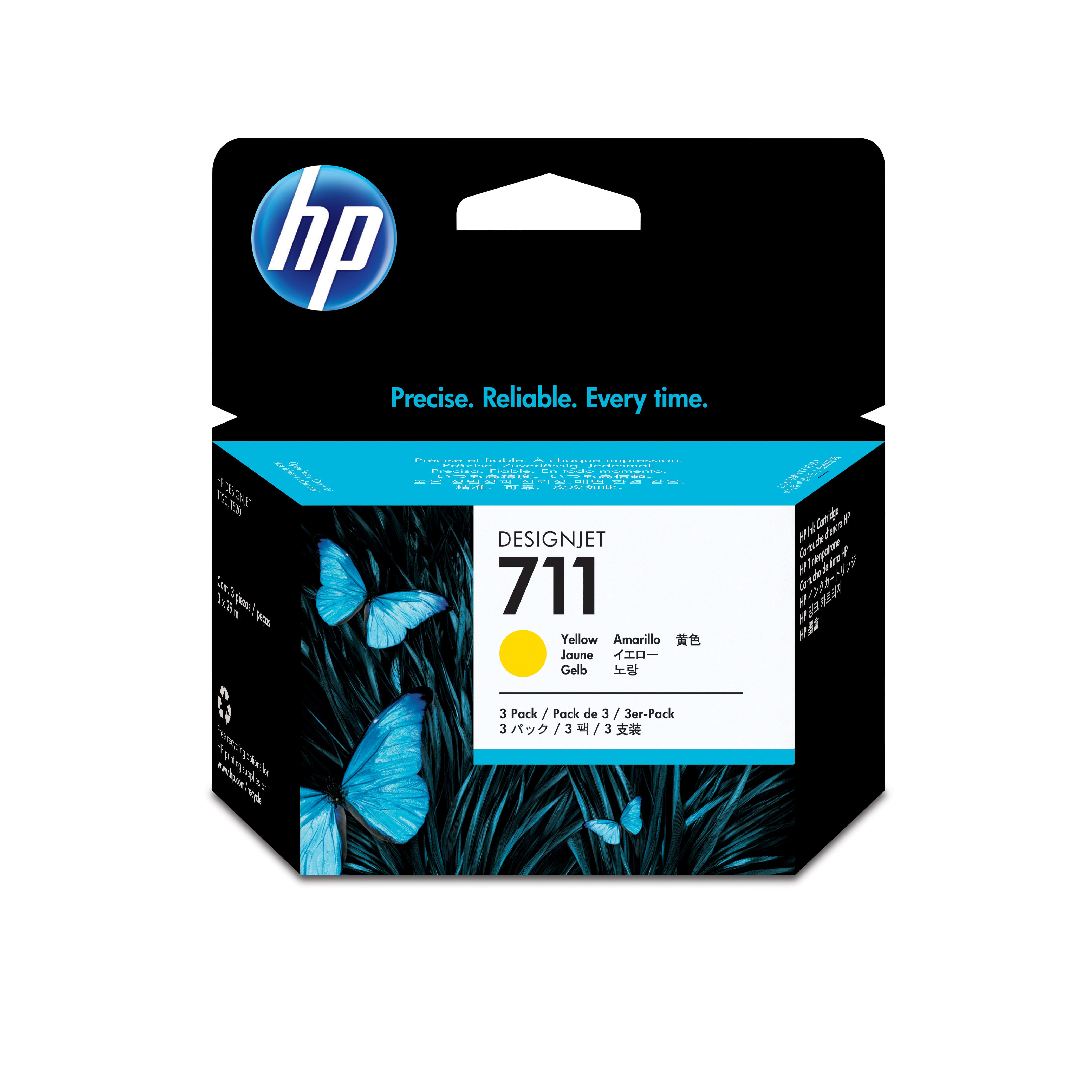 HP 711 29mlx3Pack Yellow Ink Cartridge