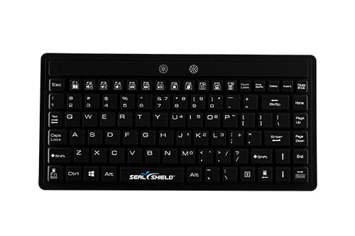 Seal Shield Seal Silk Mini Glow™ Waterproof Silicone Keyboard – Black