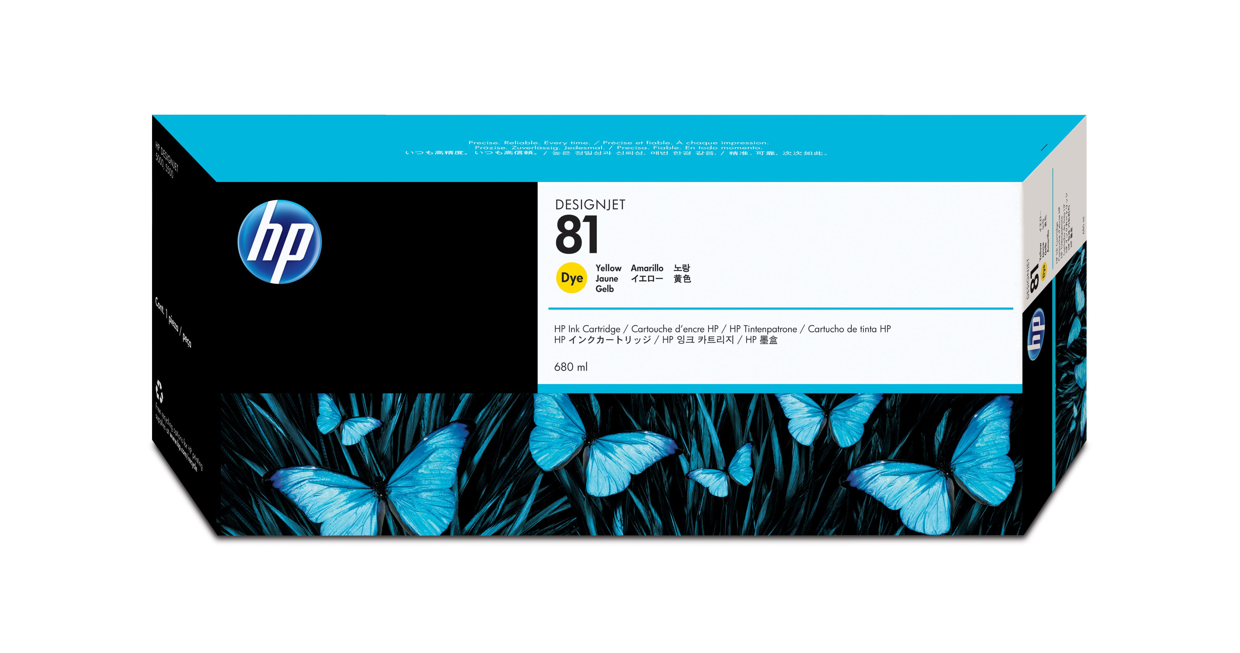 HP 81 680-ml Yellow DesignJet Dye Ink Cartridge Original