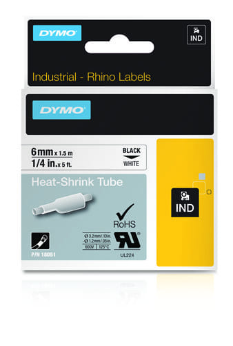 Dymo INDUST TUBE HEAT SHRNK 6MM WHT