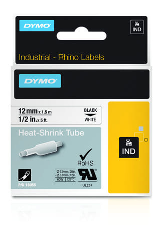 Dymo Industrial Heat-Shrink Tube Labels 12mm White