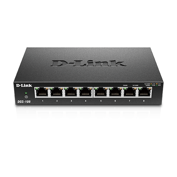 D-Link DGS-108 8-Port Gigabit Desktop Switch (Metal Housing)