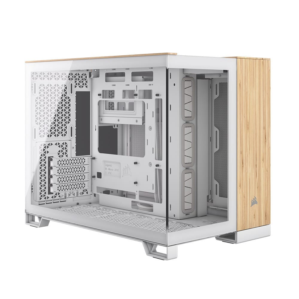 Corsair 2500X Micro ATX Dual Chamber PC Case - White/Bamboo Wood
