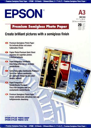 Epson Premium Semigloss Photo Paper, DIN A3, 251g/m2, 20 Sheets