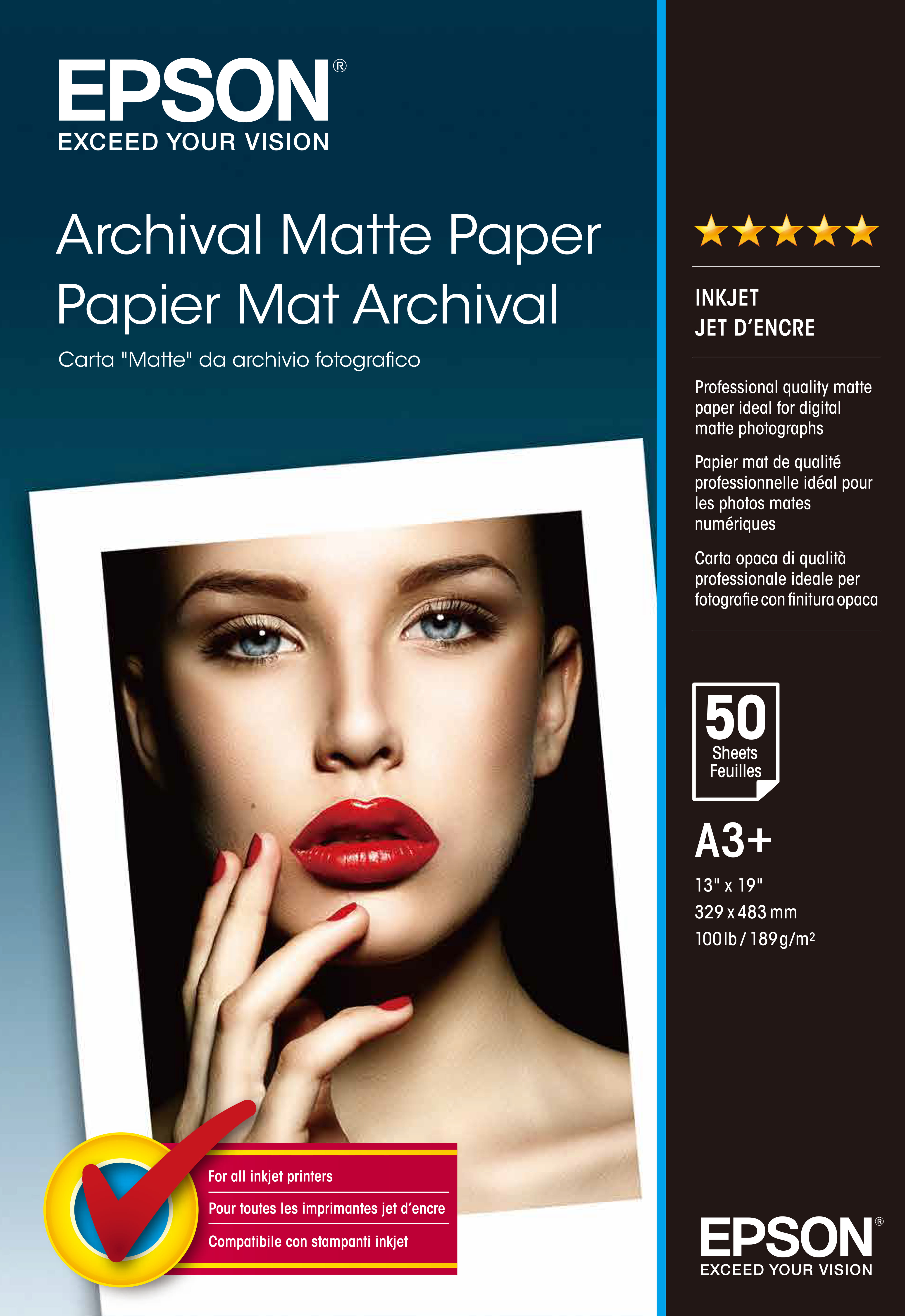 Epson Archival Matte Paper, DIN A3+, 189g/m2, 50 Sheets