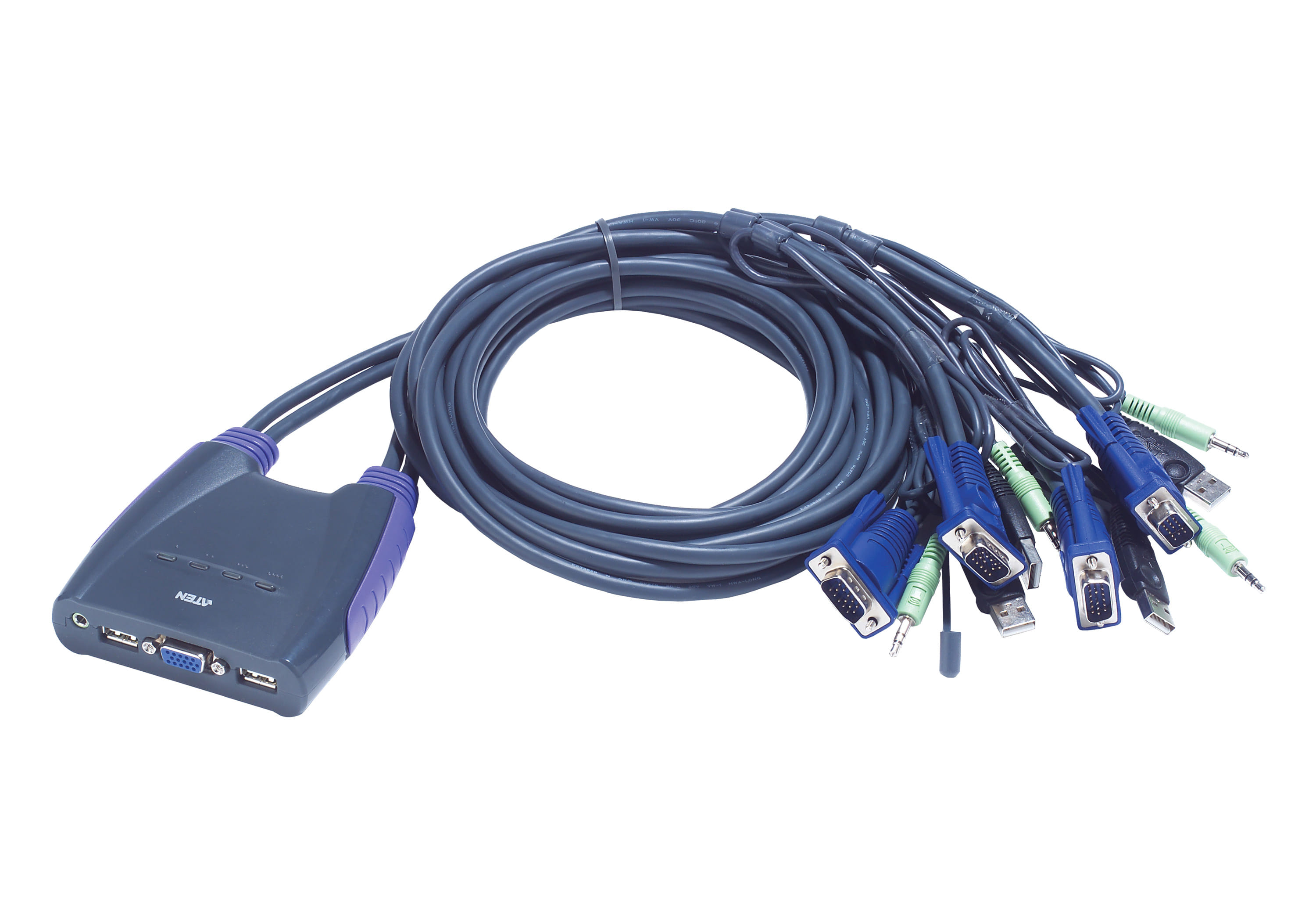 ATEN 4-Port USB VGA KVM Switch Support Audio, 1.8M Cable