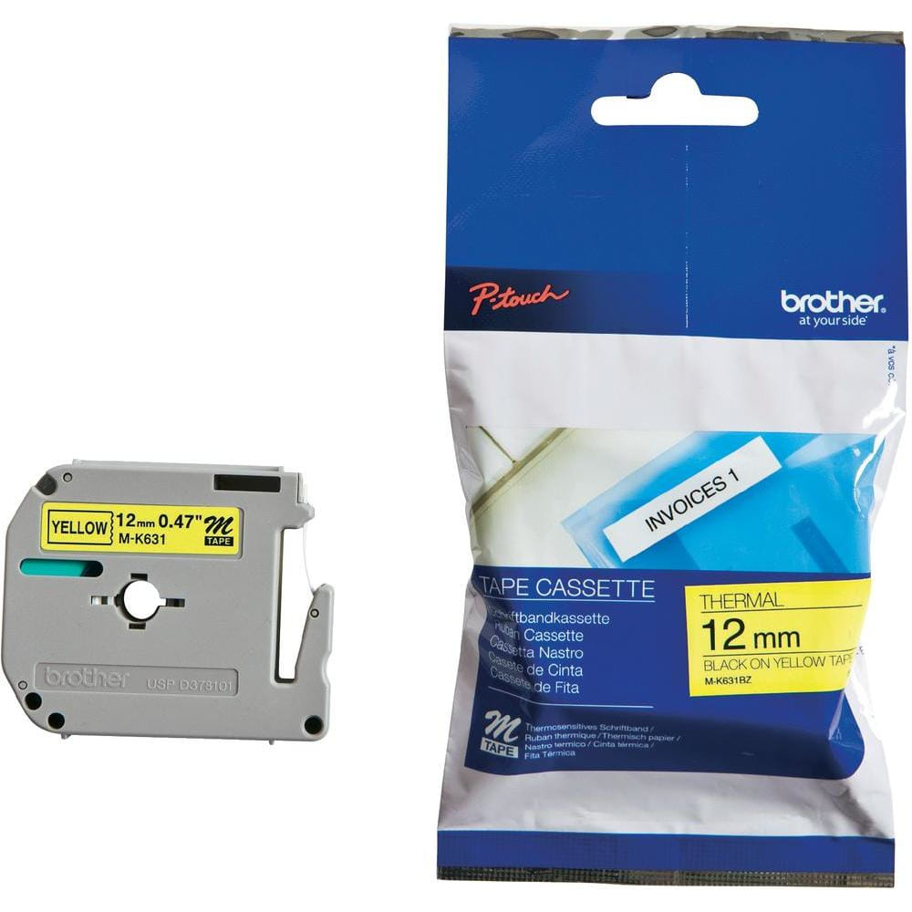 Brother Label-Making 12mmx8m Tape - Black on Yellow