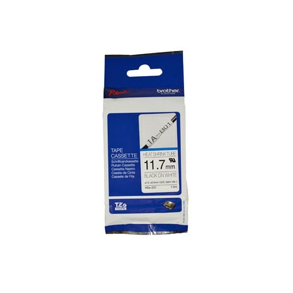 Brother 11.7mm Black On White Heat Shrink