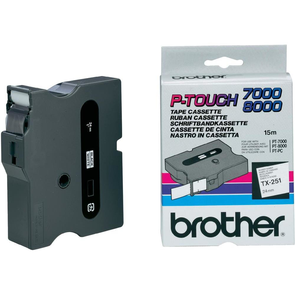 Brother 24mm Black On White Label TX Tape