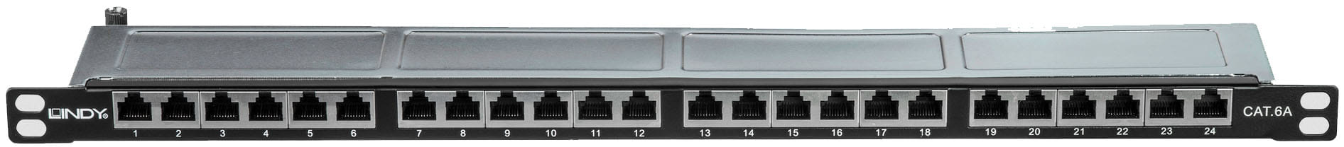 Lindy 24 Port CAT6a RJ-45 Patch Panel 0.5U Black