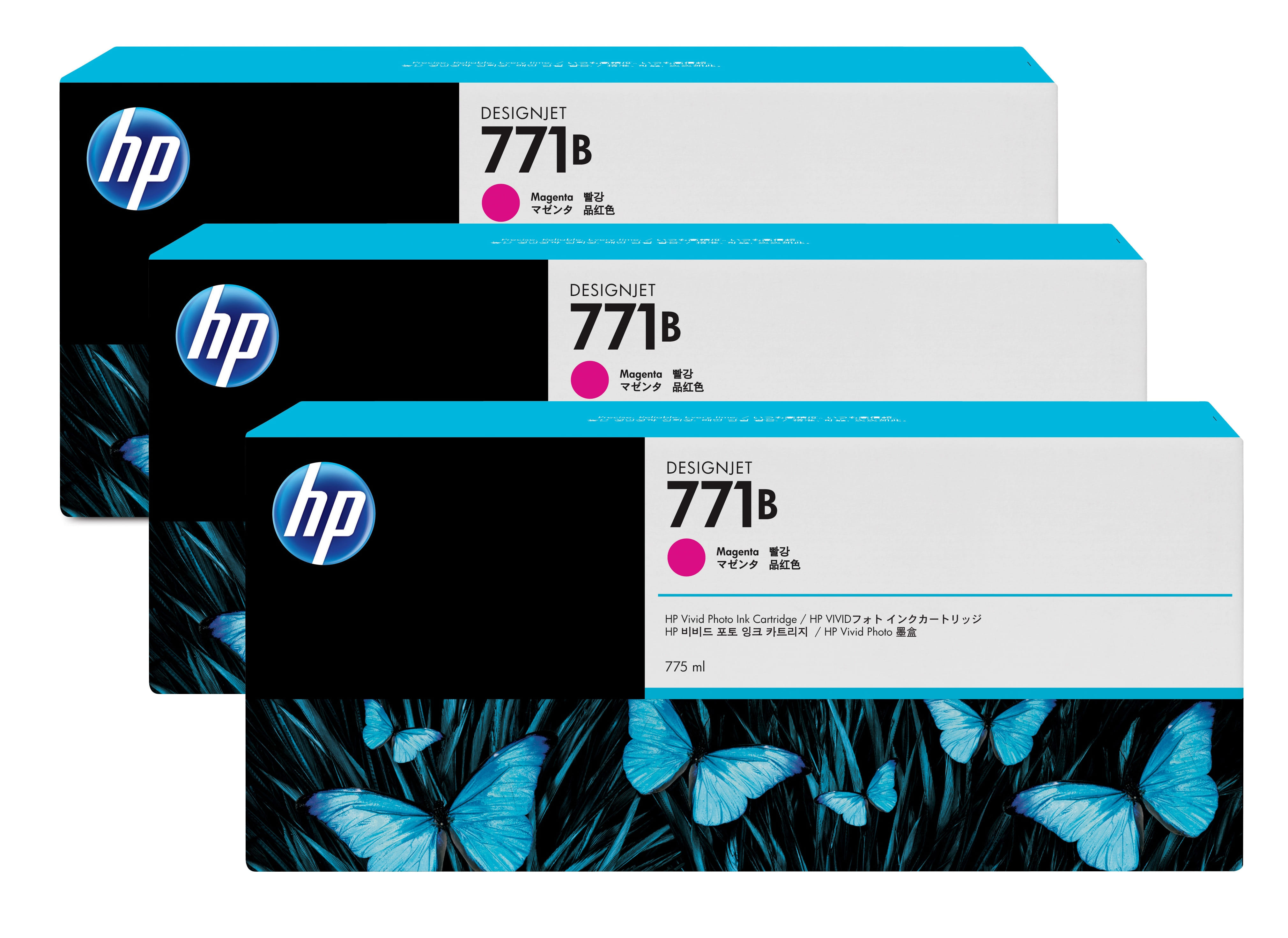 HP 771B 775ml 3-Pack Magenta Ink Cart B6Y25