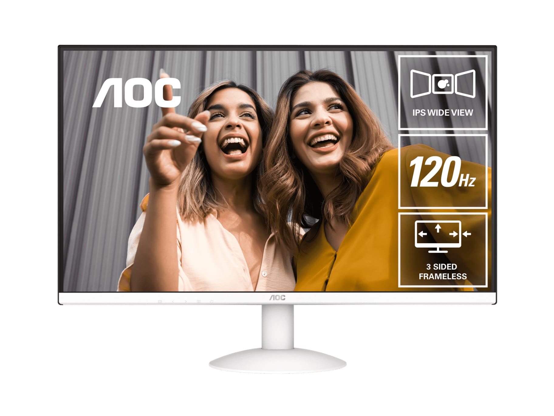 AOC 27B30H/BW 27" FHD IPS 1ms 120Hz Adaptive Sync 3-Sided Frameless Monitor - White