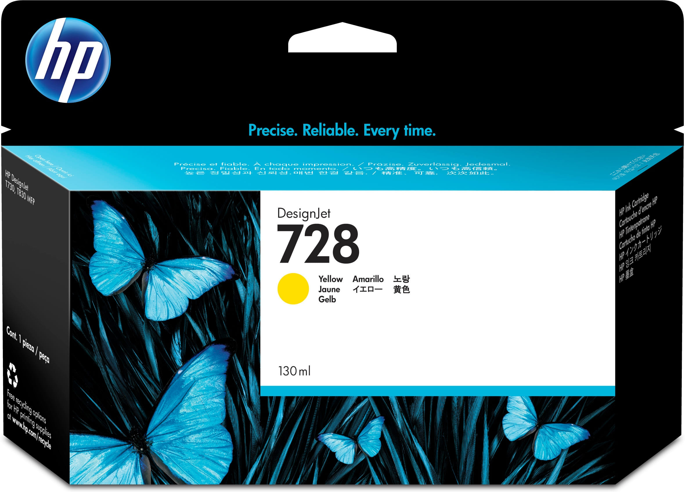 HP Ink Cartridge No 728 Yellow 130ml