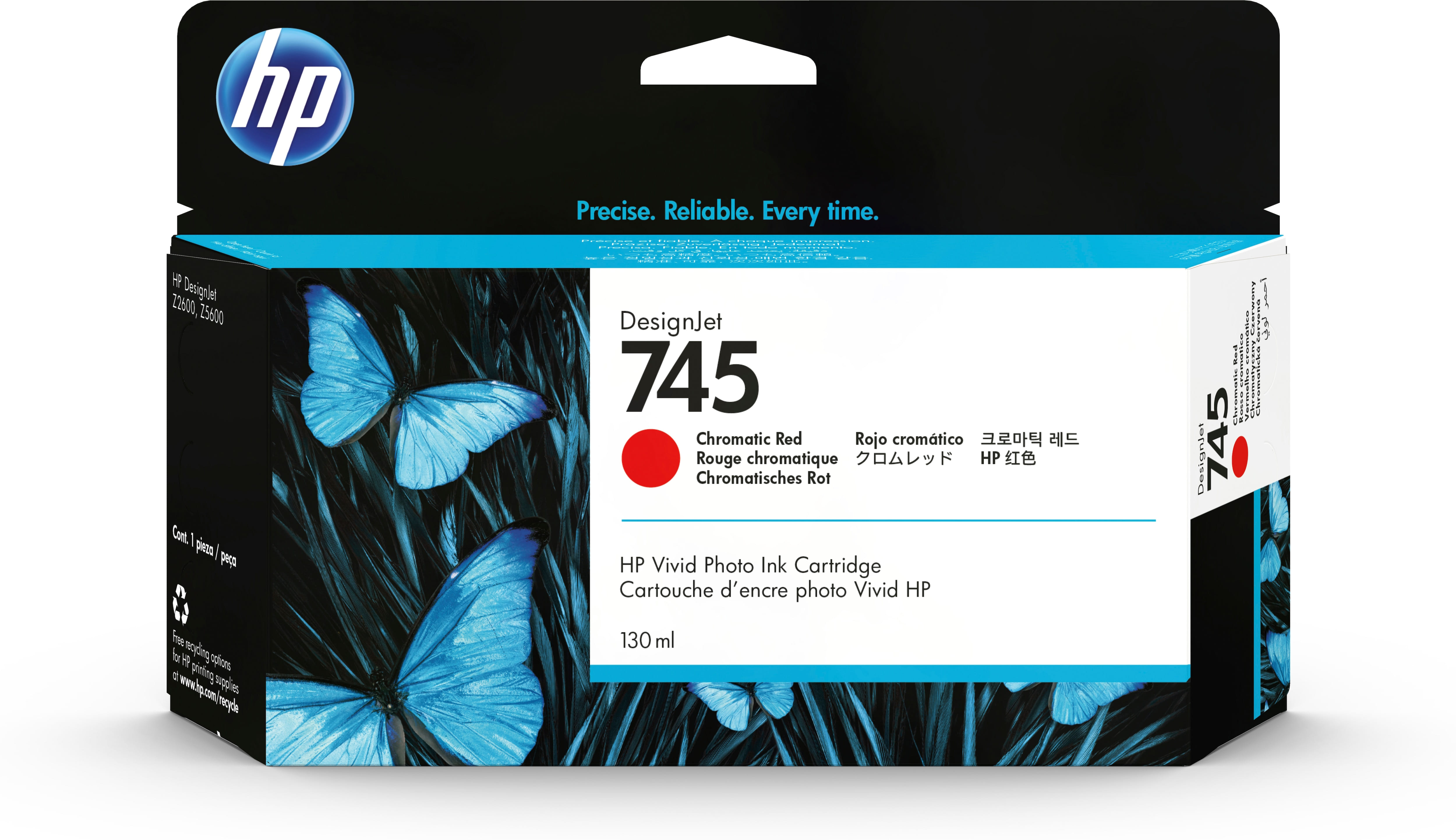 HP 745 130-ml DesignJet Chromatic Red Ink Cartridge Original Standard Yield
