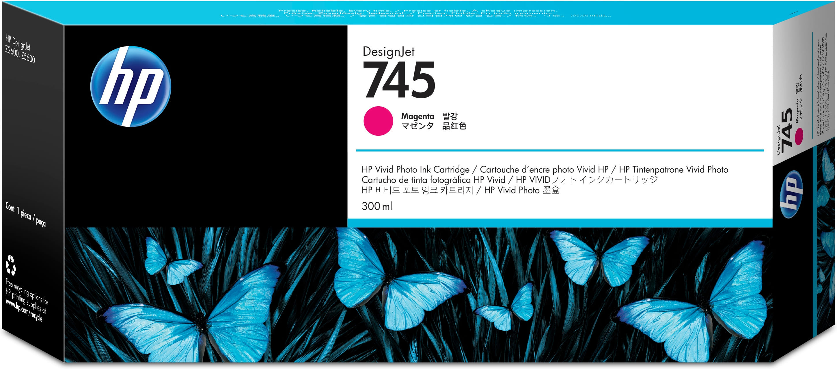 HP Ink Cartridge No 745 Magenta 300ML
