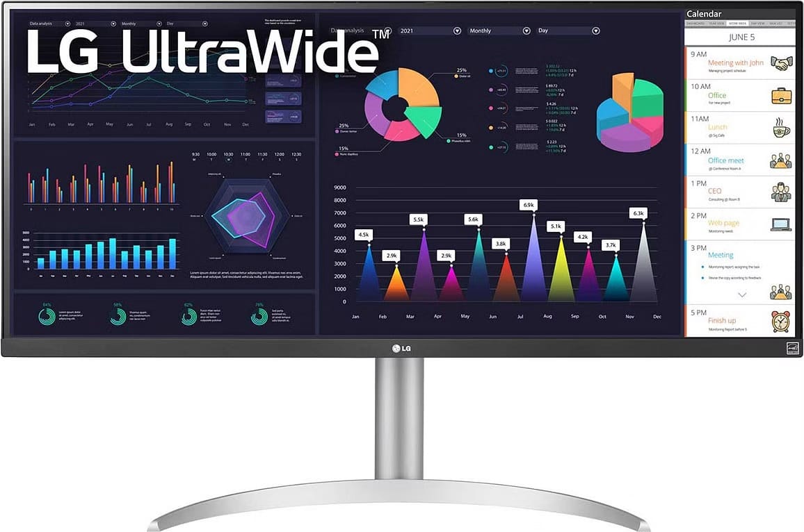 (Carton Damaged) LG 34WQ650 34" UltraWide FHD IPS 100Hz FreeSync HDR400 USB-C Height Adjustable Monitor