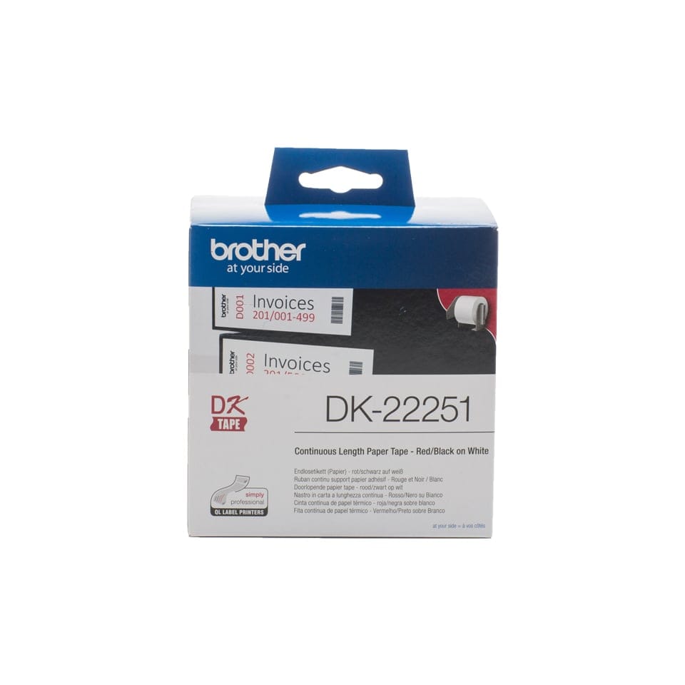 Brother DK-22251 label-making tape Black and Red on White