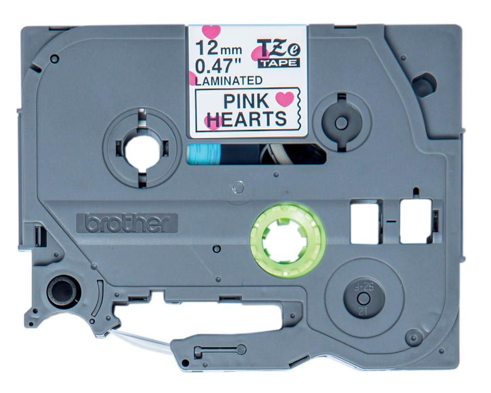 Brother Label-Making Tape Black on pink
