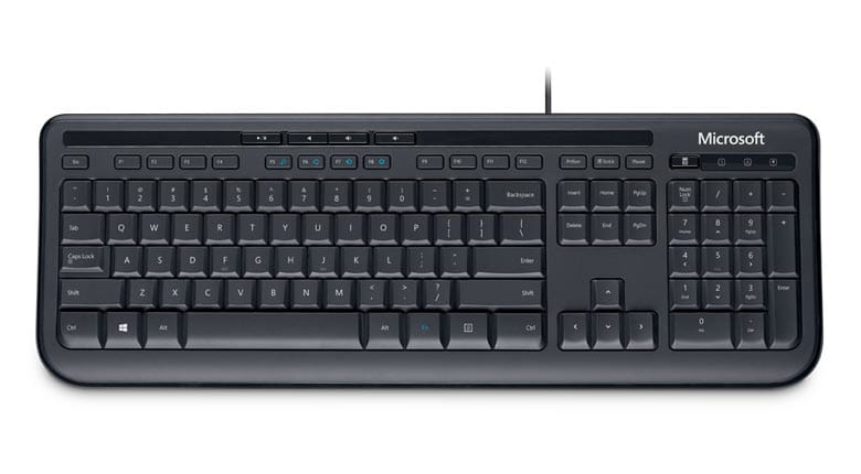 Microsoft Wired Desktop 600 toetsenbord en muis set (verpakking voor bedrijven) zwart