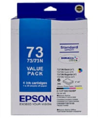 Epson 73N Ink Cartridge Value Pack Original Black, Cyan, Magenta, Yellow