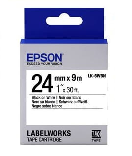 Epson Black Print On White Tape 24mm x 9m