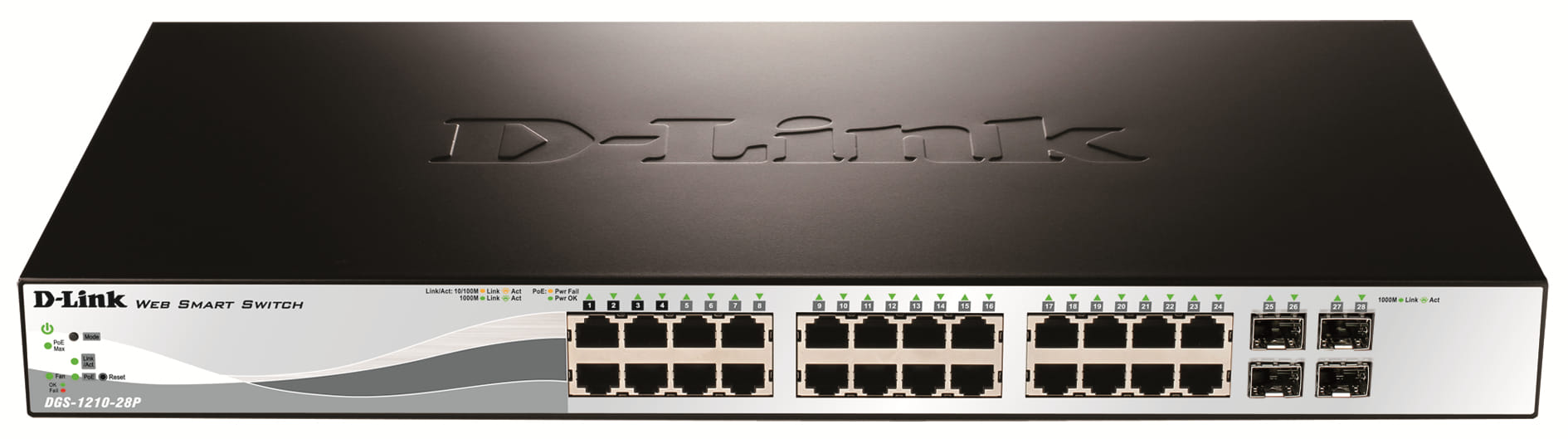 D-Link DGS-1210-28P - 28-Port Gigabit WebSmart PoE Switch With 28 RJ45 (24 PoE) With 4 Combo SFP Ports