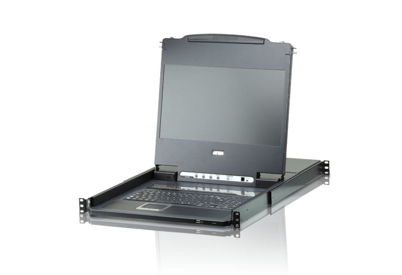 ATEN Single Rail 8-Port DVI FHD 17.3" LCD KVM Switch