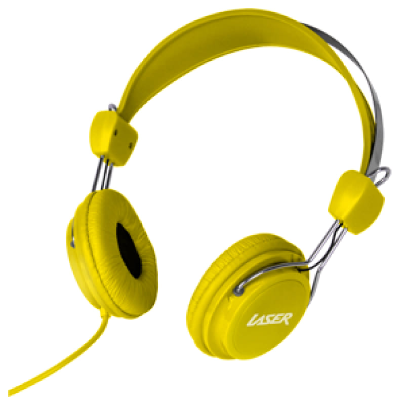 Laser Headphones Stereo Kids Friendly Colourful - Yellow