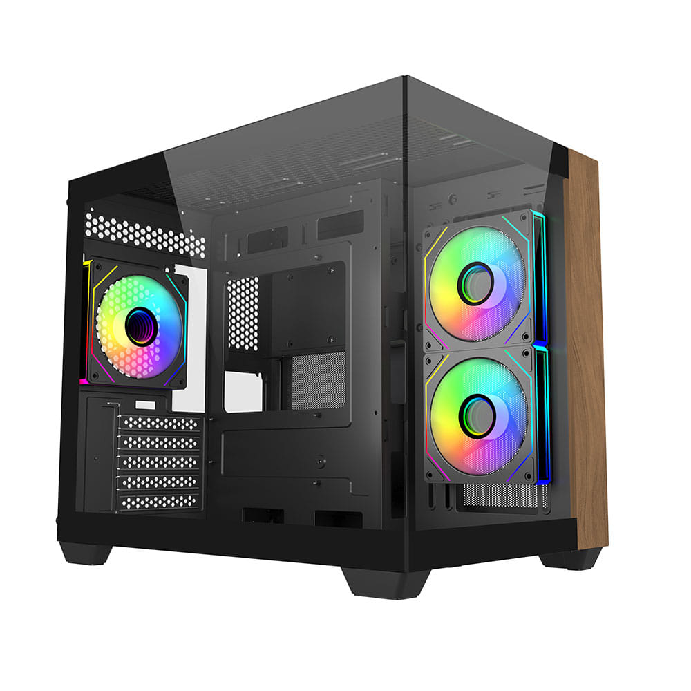 CM Elite 481 TG & Wood Mini Tower mATX Case - Black