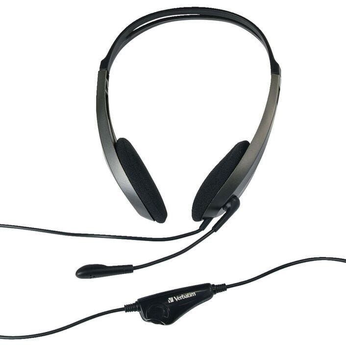 Verbatim MultiMedia Headset With Adjustable Built-in Microphone - Black
