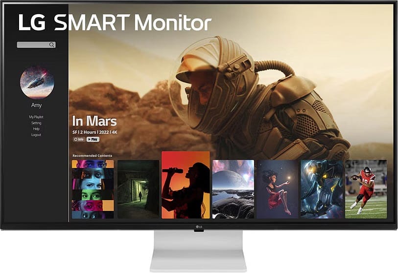 (Carton Damaged) LG 43SQ700S-W 42.5" 4K UHD IPS USB-C Smart Monitor With webOS
