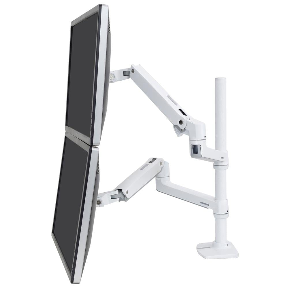 Ergotron – LX Vertical Stacking Dual Monitor Arm, VESA Desk Mount – for 2 Monitors Up to 40 Inches, 3.2 to 10 kg Each – Tall Pole, White