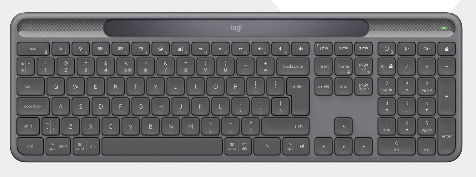 Logitech K980 Signature Slim Solar+ Keyboard For Business - Graphite