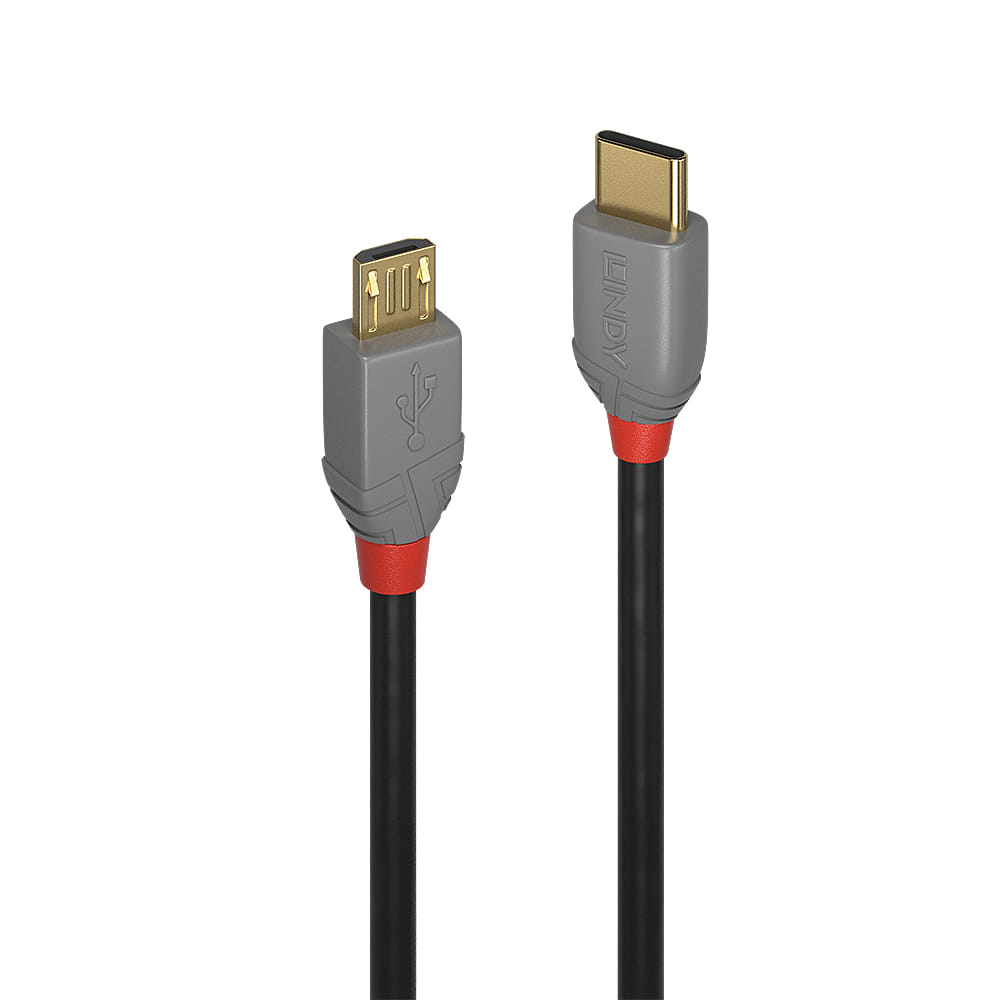 Lindy USB Cable 1m 2.0 C Micro-USB B Black Grey
