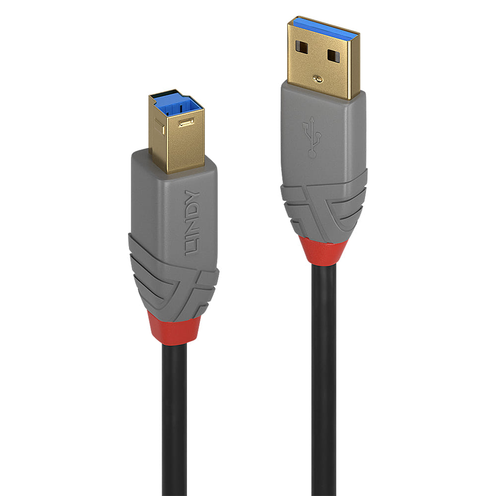 Lindy USB Cable 2m 3.2 Gen 1 (3.1 1) A B Black Grey