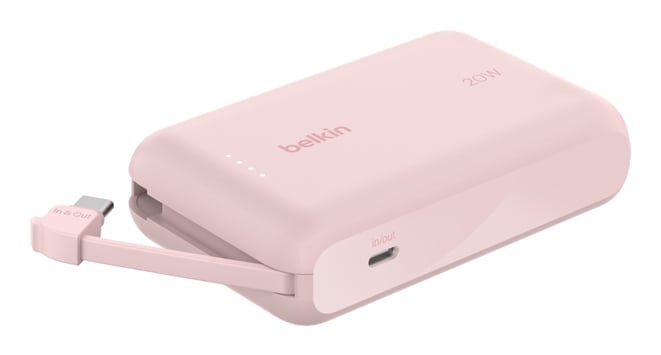 Belkin BoostCharge Power Bank 10K With Cable - Pink