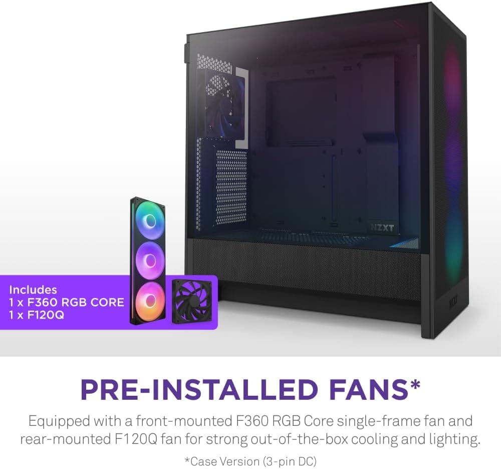 NZXT H5 Flow RGB 2024 ATX Mid Tower With RGB Fans - Black