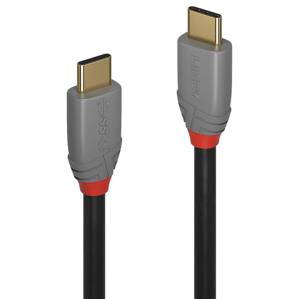 Lindy USB Cable 0.5m C Black Grey