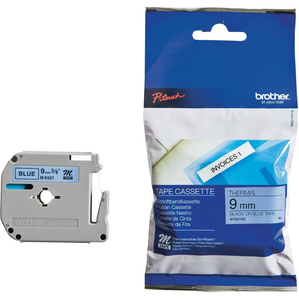 Brother Label-Making 9mmx8m Tape - Black on Blue