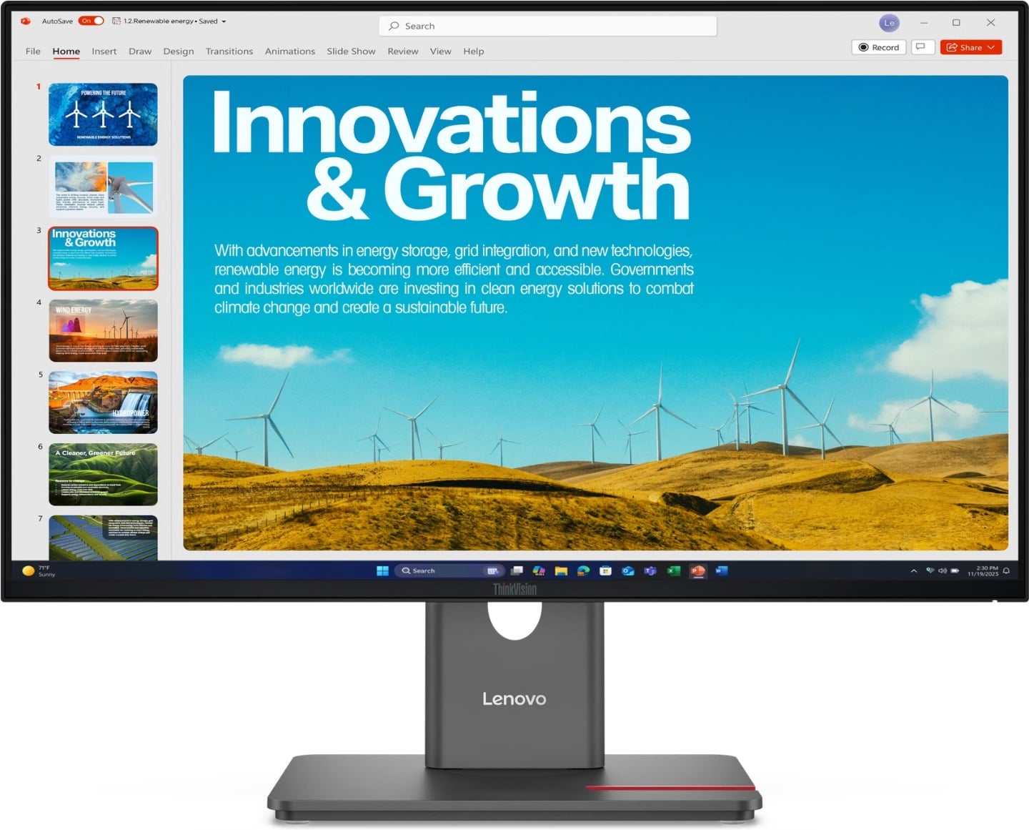 (Open Box) Lenovo P24QD-40 23.8" QHD IPS USB-C Height Adjustable Monitor