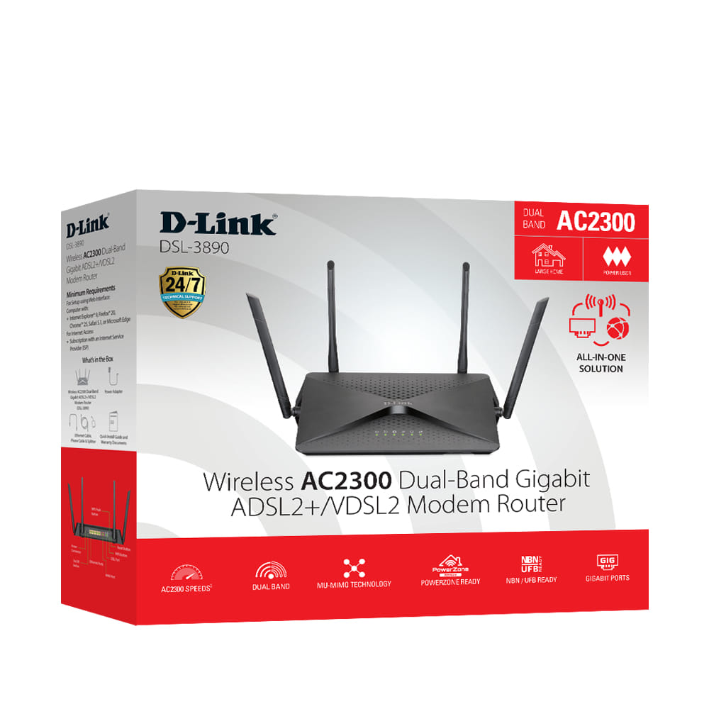 D-Link DSL-3890 AC2300 VDSL2/ ADSL2+ Gigabit Modem Router