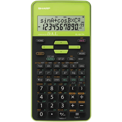 Sharp Math Tools Sharp 273 Functions Math Scientific Calculator - Green
