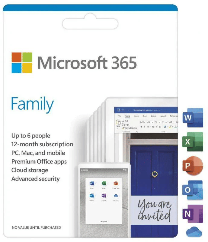 Microsoft Office 365 Family 6 User 1 Year Subscription